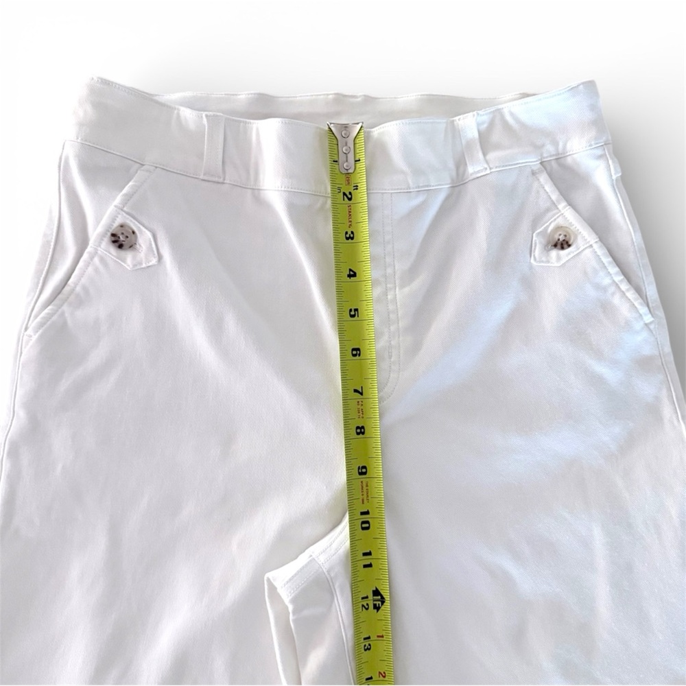 SPANX White Twill Wide Leg Cropped Pull-On Pants, Medium, Sailor Button Stretch - Picture 7 of 11